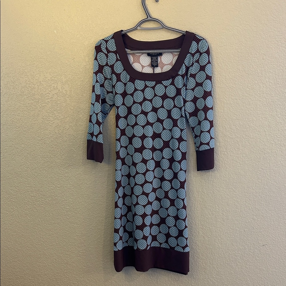 Alyn Paige Blue and Brown Patterned Dress